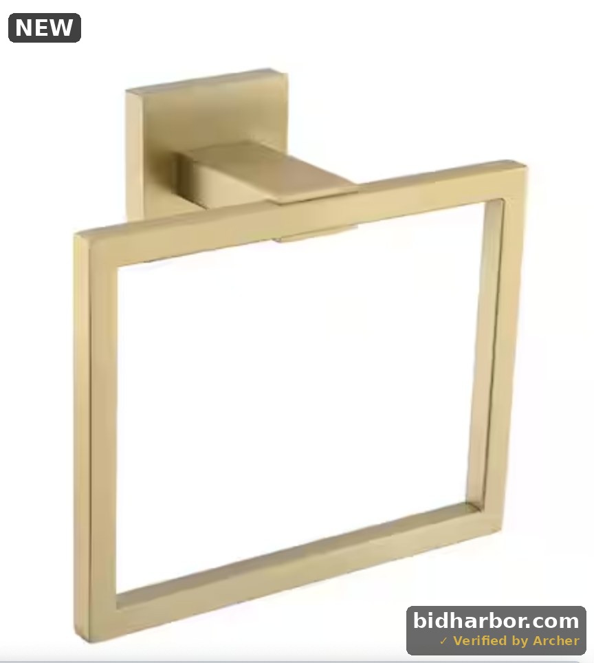 Wall Mounted Square Towel Ring Hand Towel Holder Stainless Steel Brushed Gold Bathroom Accessory Durable