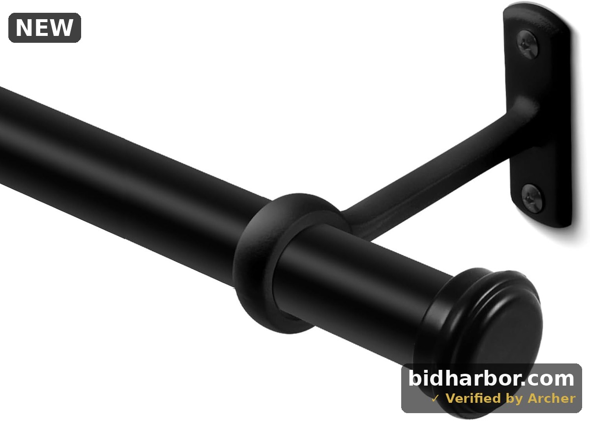 Curtain Rods for Windows 18 to 28, 1 Inch Black Curtain Rod