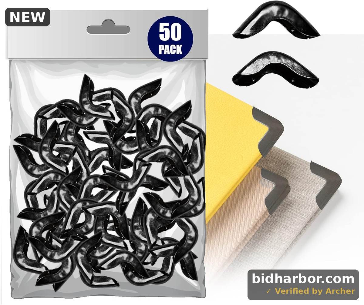 Performore 50-Pack Premium Gunmetal Rounded Corner Protectors | Durable Metal Book, Album & Scrapbook Edge Guards | Decorative DIY Craft Supplies for Hardcover, Softcover & Menus