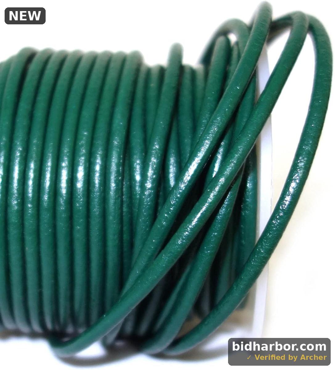 Cords Craft 1.5mm Round Leather Cord, Genuine Leather for Jewelry Making, DIY Craft Work, Necklace & Hobby Projects, (Emerald, 21.87 Yards)