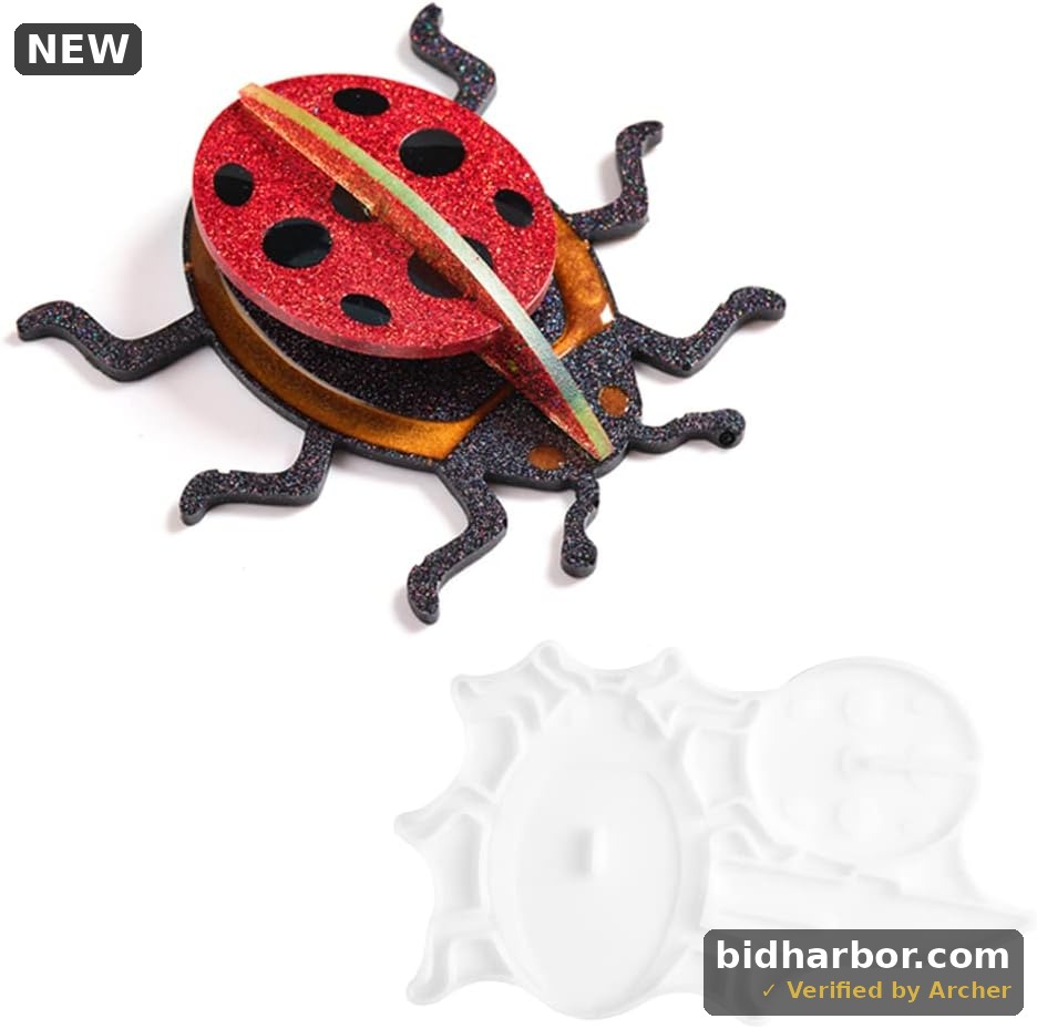 Generic 3D Ladybug Silicone Resin Mold, for Resin Casting, Home Decor, DIY Resin Mold Create. High Simulation, 6.81x3.94''