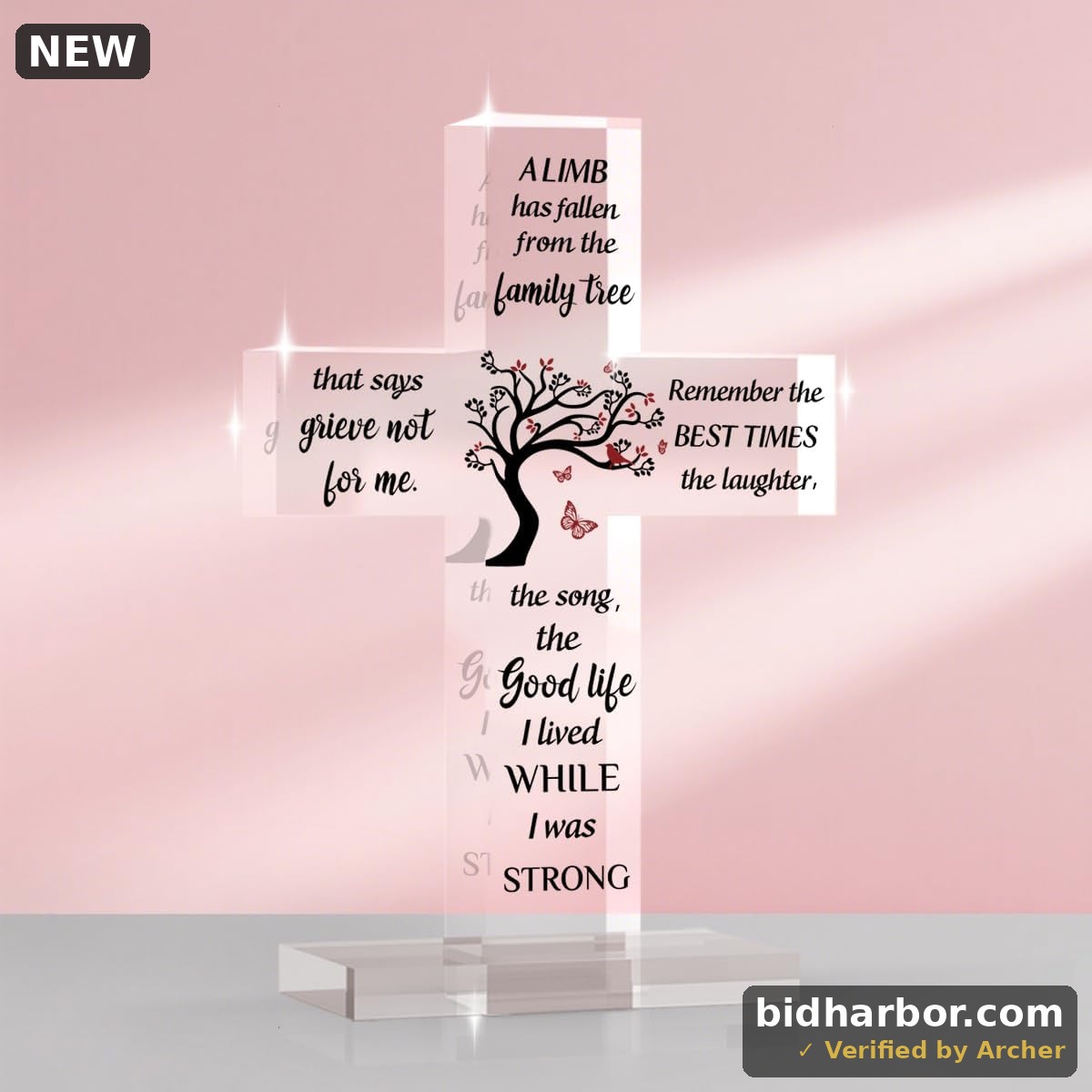 Sympathy Gifts for Loss of Loved One Memorial Gift Bereavement Condolence Acrylic Standing Cross Sign for Home Farmhouse Bedroom Desk Tabletop