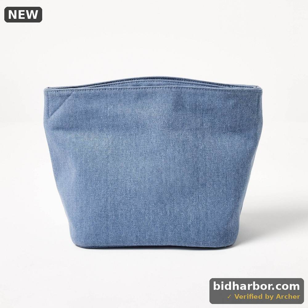 Cotton Lunch Tote Bag — Blue, Zipper Closure, 8.39 L