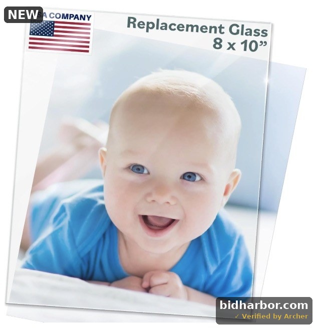 MIFFLIN-USA - Picture Frame Glass Replacement Sheets - 8x10 inch, Crystal Clear, 2 Pack - 8 by 10 Real High Definition Photo Frame Glass Sheet Cover