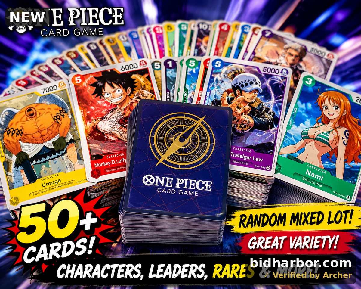 50+ Assorted One Piece Card Game Trading Cards – Random Mixed Lot – Consigned