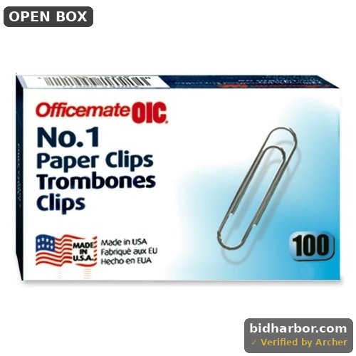 Officemate No. 1 Smooth Paper Clips 100 Clips Silver (99911)