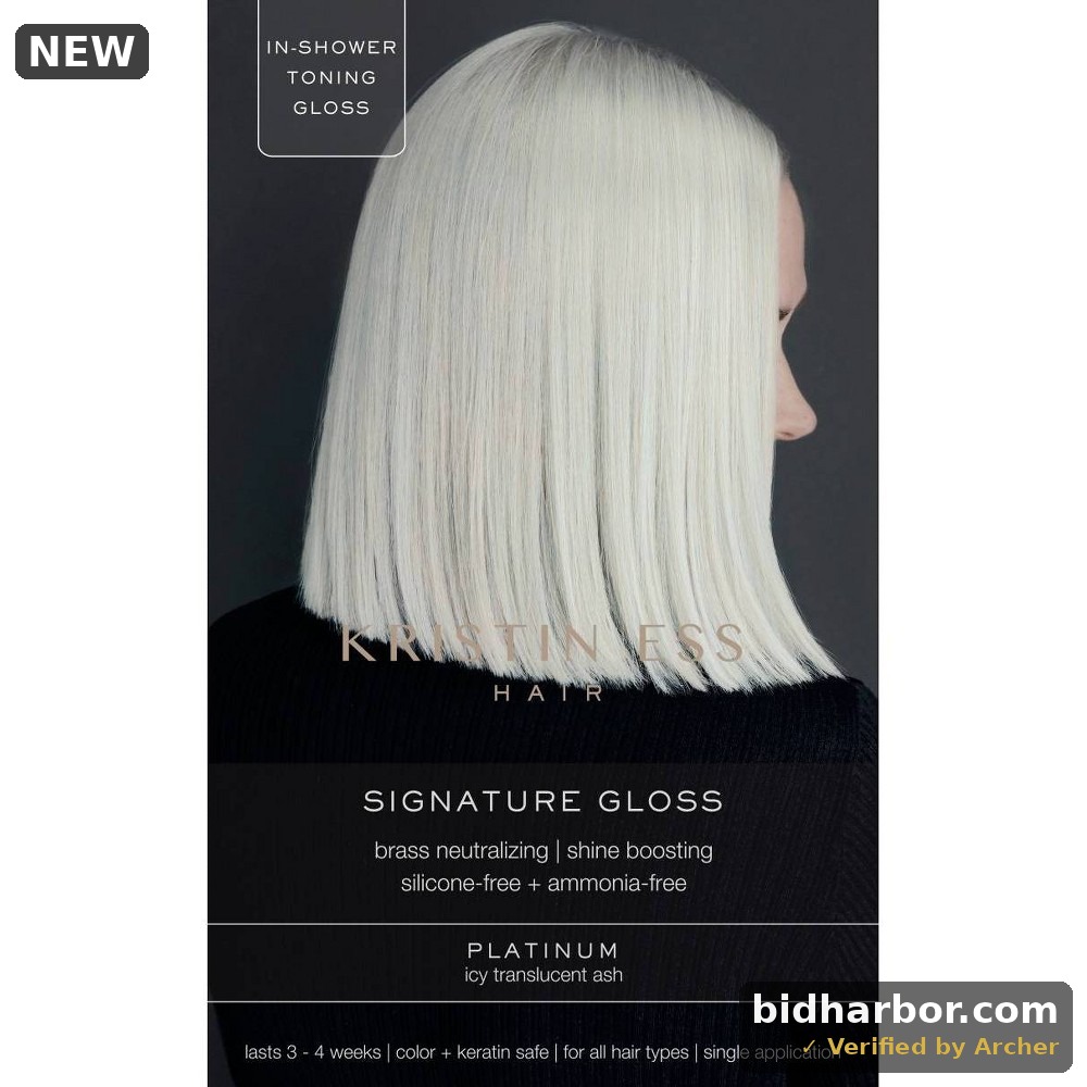 Kristin Ess Hair Gloss in Platinum for Blonde Hair - Semi Permanent Dye + Toner - 4 Fl Oz: Ammonia-Free, Shine Enhancing, for All Hair Types