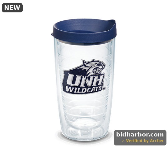 Tervis UNH Wildcats Logo Tumbler with Emblem and Navy Lid 16oz Clear