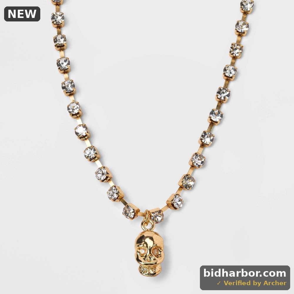 Skull Charm Chain Collar Necklace - Wild Fable Gold