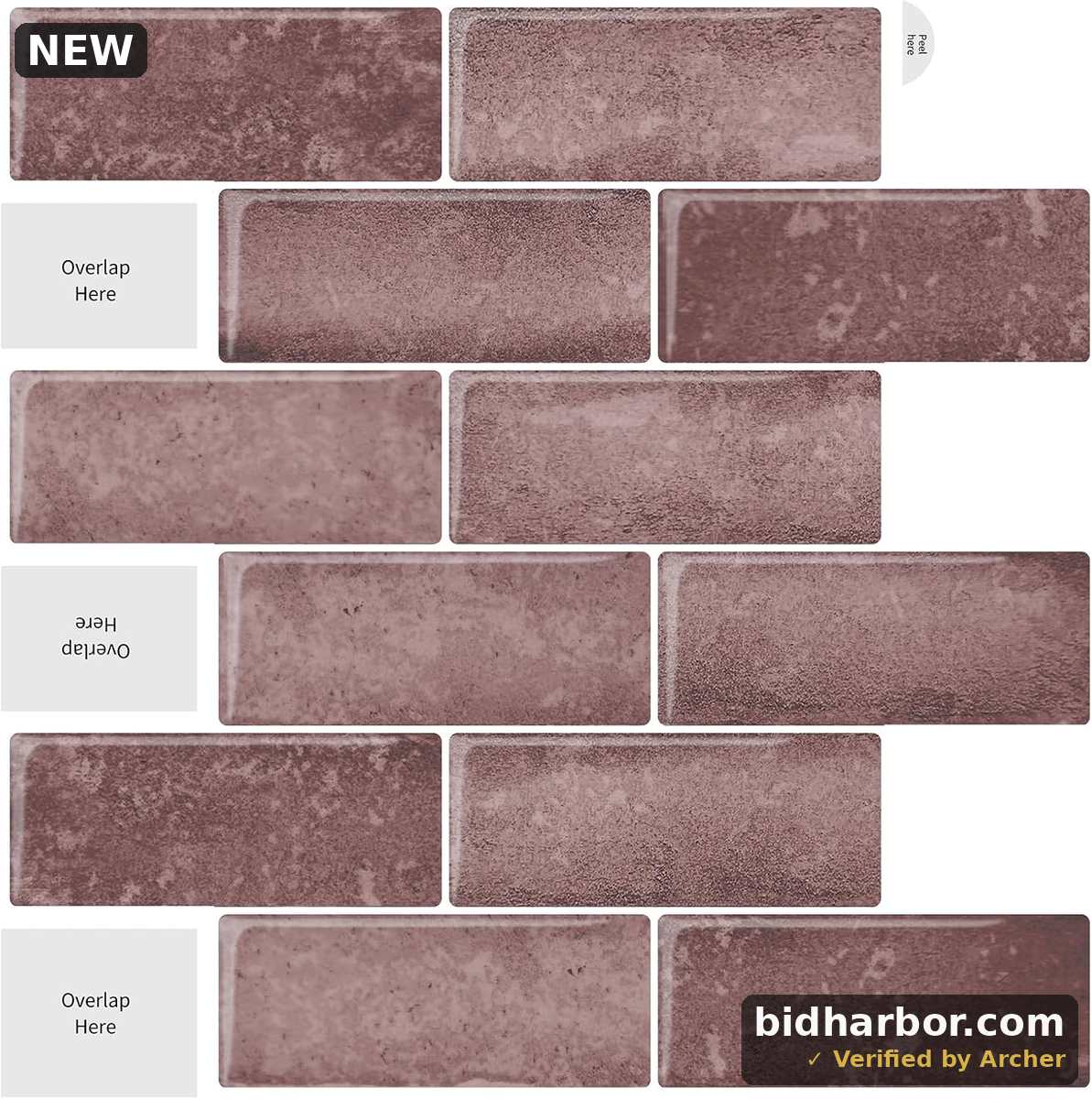 10-Sheets Rose Pink Subway Tiles Peel and Stick Backsplash Tile- 3D Self Adhesive Peel and Stick Backsplash for Kitchen, Bathroom - 12"x12" Sticky Mosaic Wall Tiles