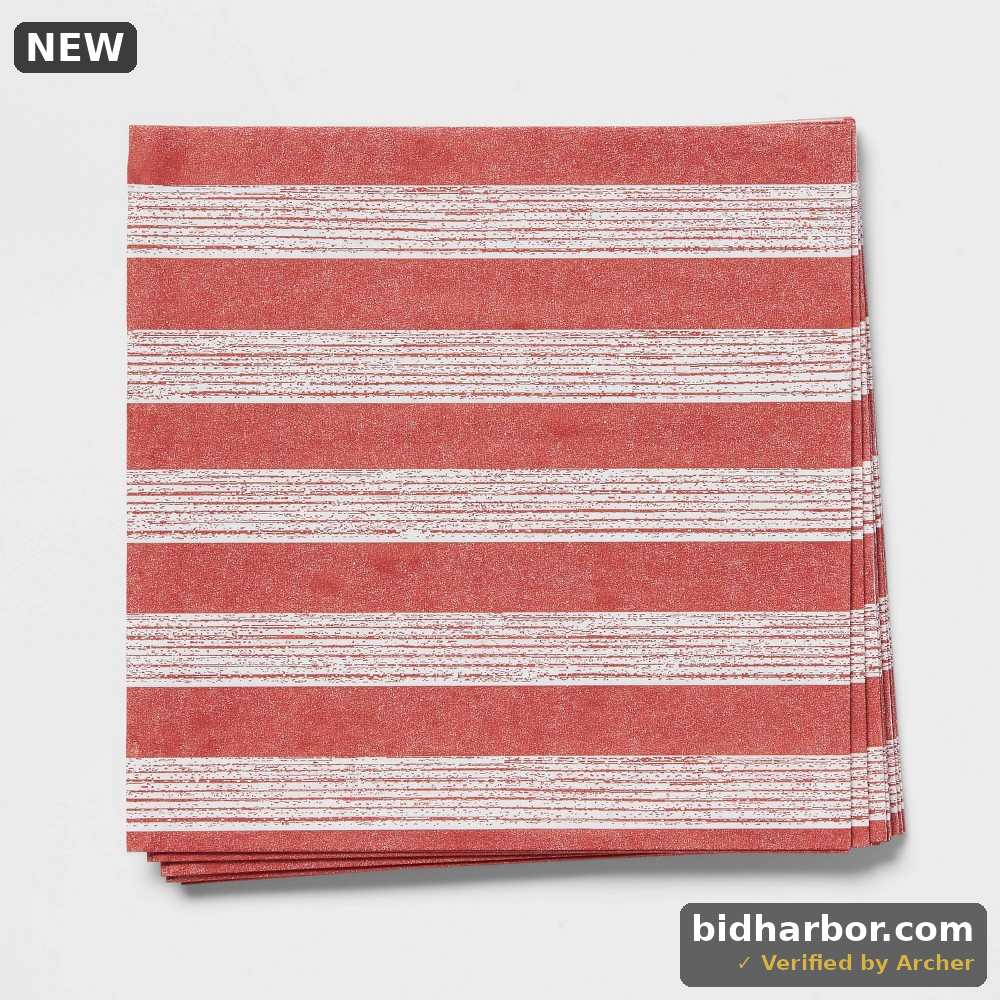 20ct Paper Striped Beverage Napkins Red - Threshold - Pack of 20