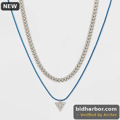 Evil Eye Rhodium Triangular Charm Chain Necklace - Wild Fable Blue