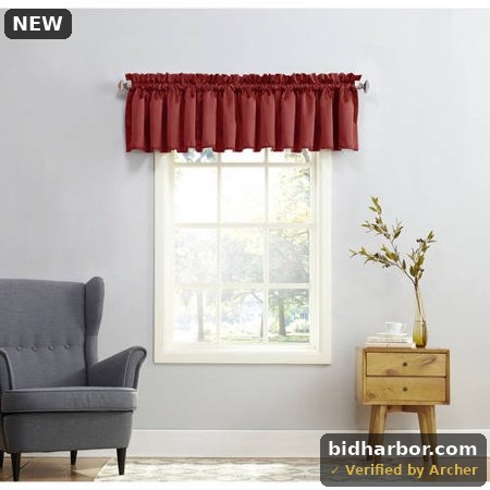 Sun Zero Kylee Rod Pocket Room Darkening Window Valance  54 X18   Brick Red
