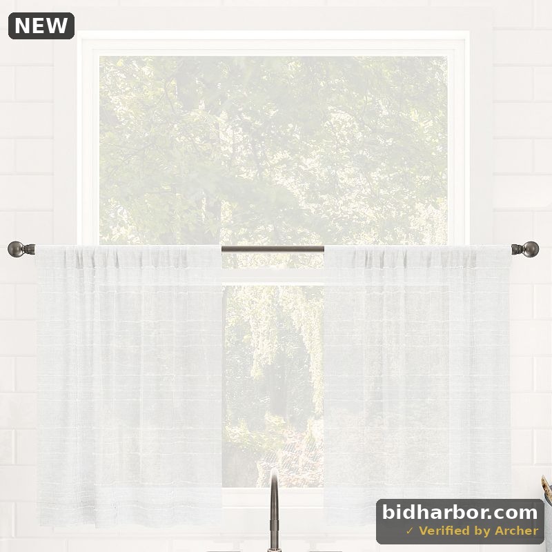 Aya White 52 in. W X 36 in. L Rod Pocket Sheer Curtain Tier Pair for Kitchens (Set of 2)