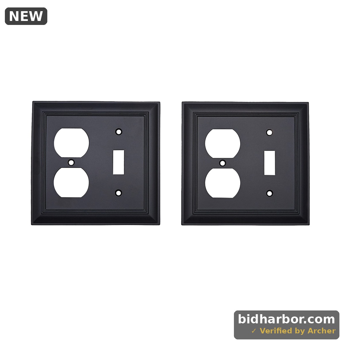 Amazon Basics Decorative 2-Gang Duplex/Toggle Wall Plate - 2-Pack, Flat Black