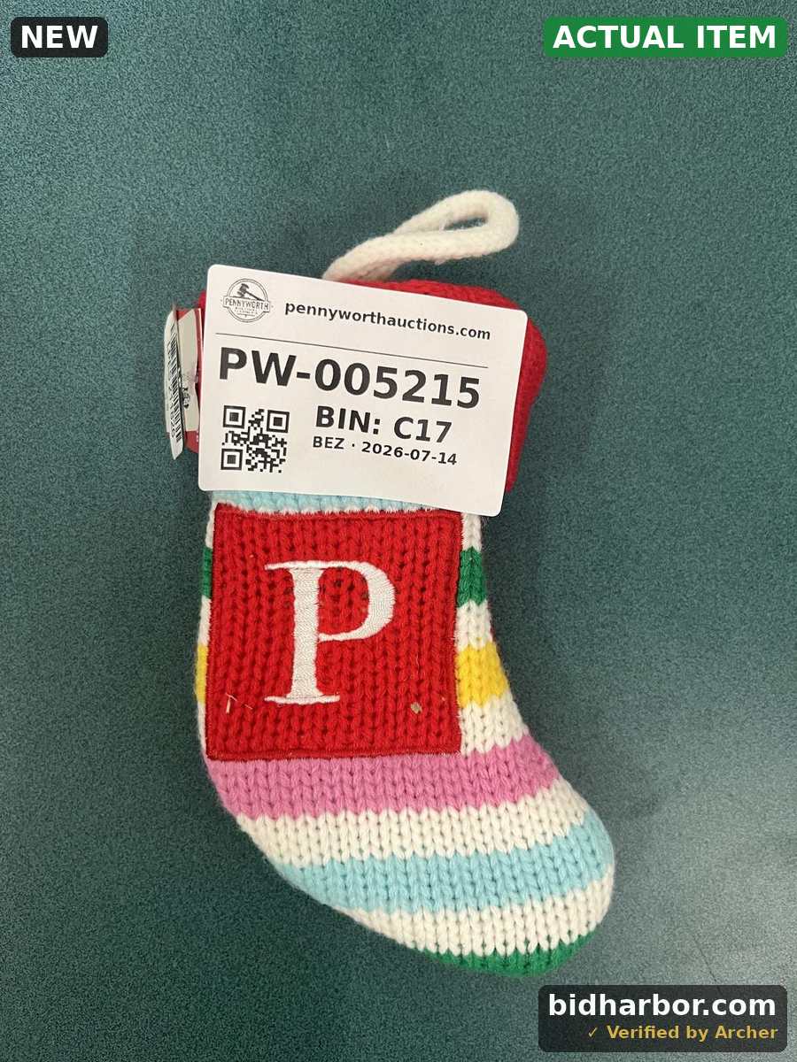 Mini Knit Striped Christmas Stocking with 'P' Monogram