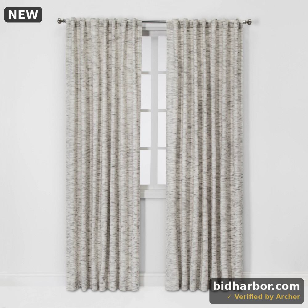 1pc 54"x84" Light Filtering Striation Herringbone Window Curtain Panel White/Gray - Project 62™