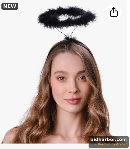 Funcredible - Diadema con halo de ángel con plumas iluminadas, disfraces de Halloween, disfraz de ángel para mujeres, hombres y niños, Negro -, Talla única