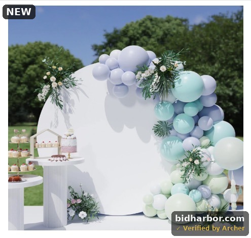 Bxsif White Round Backdrop Cover - 7.2x7.2FT White Round Backdrop with 2PCS Clips Oh Baby Happy Birthday Stickers Photography Background for Wedding Baby Birthday Party Decoration.