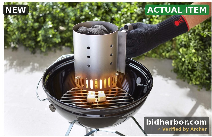 Weber Rapidfire Compact Chimney Starter – Charcoal Grill Accessory That Lights Coals in Under 15 Minutes, Ideal for Smaller Grills (Smokey Joe & Jumbo Joe)