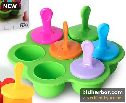 Silicone Popsicle Molds, Ice Pop Molds, Storage Container for Homemade Food, Kids Ice Cream DIY Pop Molds - BPA Free (Blue)