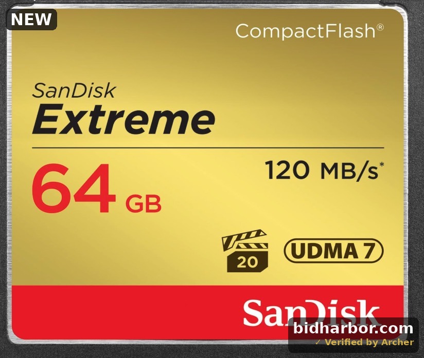 SanDisk 64GB Extreme CompactFlash Memory Card UDMA 7 Speed Up To 120MB/s - SDCFXSB-064G-G46