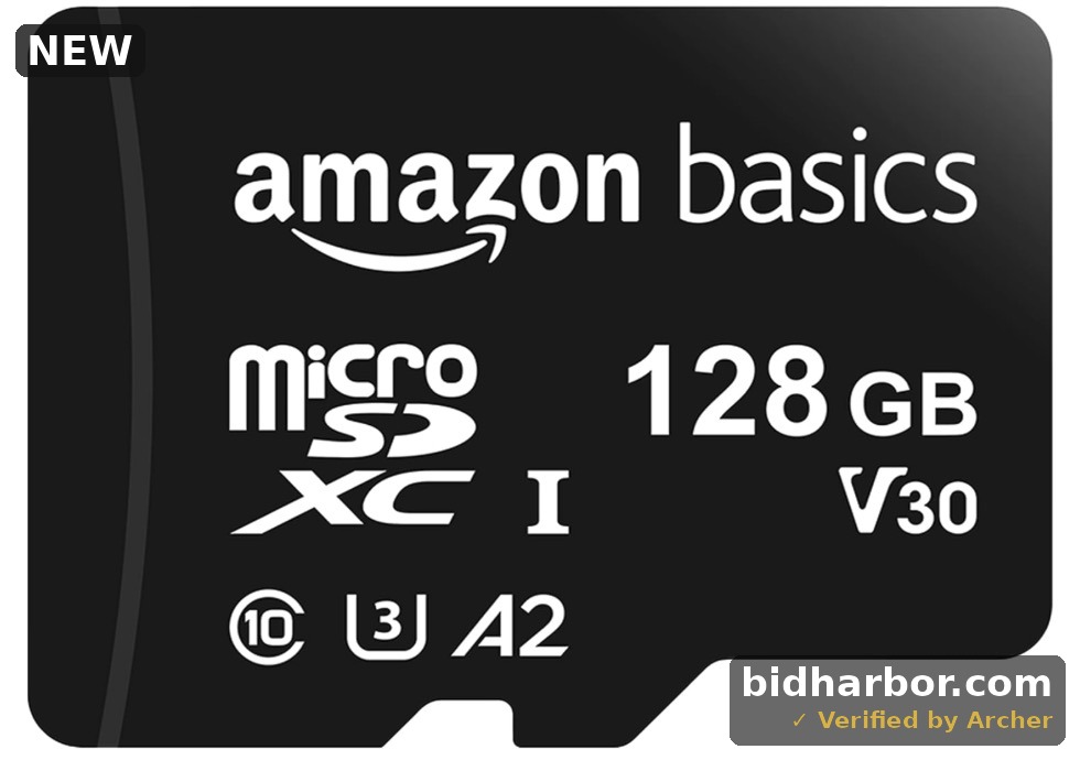 Amazon Basics Micro SDXC Memory Card with Full Size Adapter, A2, U3, Read Speed up to 100 MB/s, 128 GB, Black