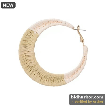 Time and Tru Female Adult Gold-Tone Natural Tone Raffia Hoop Earring