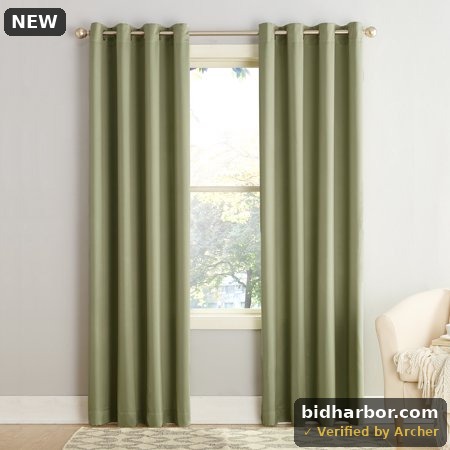 Sun Zero Madison 1-Piece Room Darkening Grommet Curtain Panel  54 X84   Sage Green