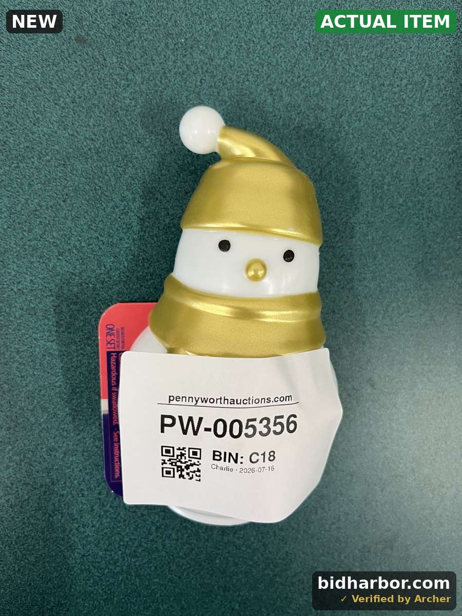 Snowman Figurine with Gold Metallic Hat and Scarf