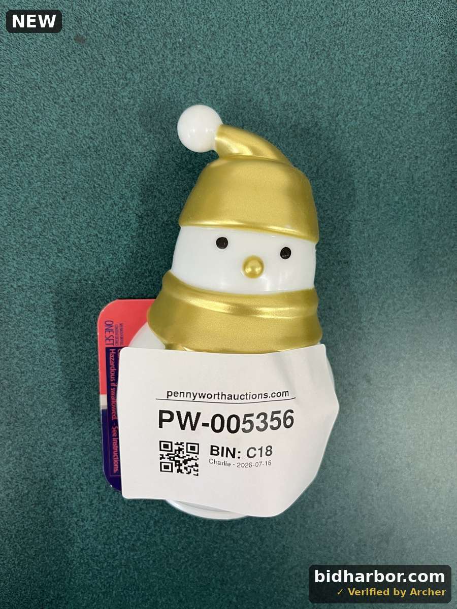 Snowman Figurine with Gold Metallic Hat and Scarf