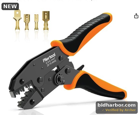Crimping Tool for Non-Insulated Open Barrel Terminals Receptacles AWG 20-10, Ratcheting Wire Crimper - Crimping Pliers - Electrical Crimpers Tools