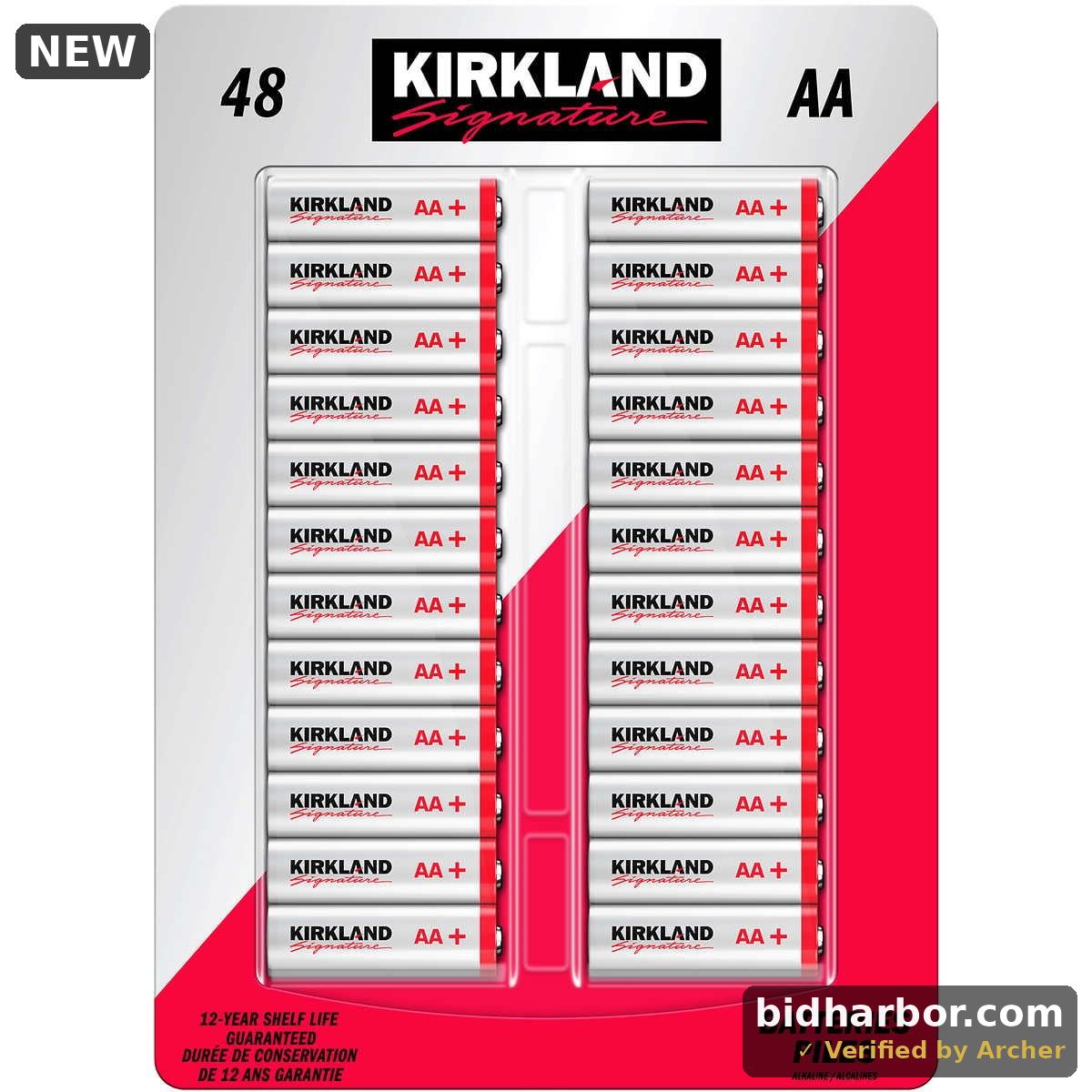 Kirkland Signature AA Alkaline Batteries - 48-Count Pack - New, Factory Sealed