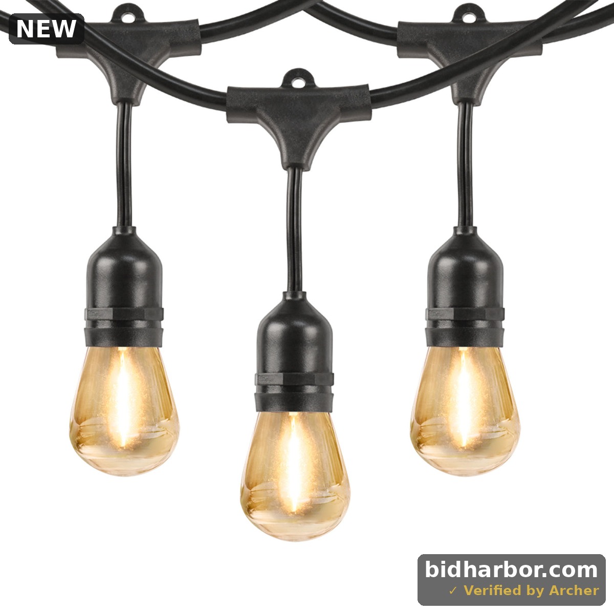 Feit Electric 48-Foot LED Outdoor String Lights with 26 Filament Bulbs - New, Factory Sealed