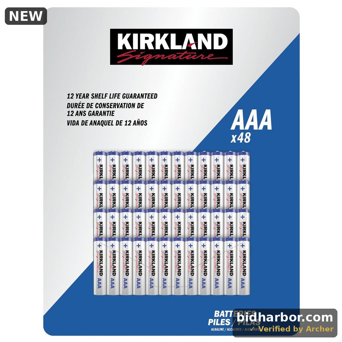 Kirkland Signature AAA Alkaline Batteries - 48-Count Pack - New, Factory Sealed