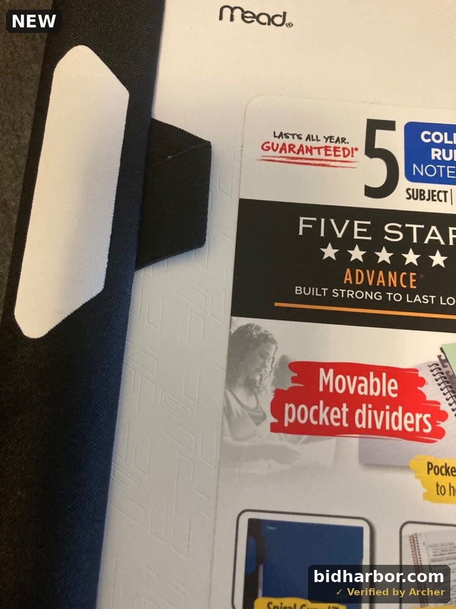 Five Star 300 Sheets 5 Subject College Ruled Spiral Notebook with Pocket Dividers White