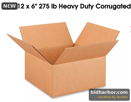 20 ULINE S-4770 Heavy-Duty Corrugated Shipping Boxes — 12 × 12 × 6 in. — 275 lb Test