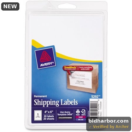 Avery 20pk TrueBlock Technology Laser/Inkjet Shipping Labels White