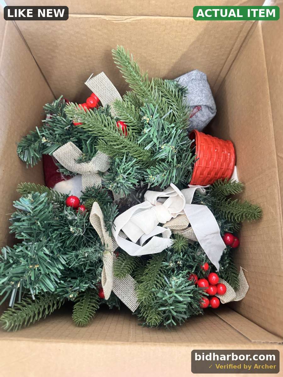 Holiday Decor Bundle — Artificial Garland, Gnomes, Ribbon & Festive Accents (Bulk Box)