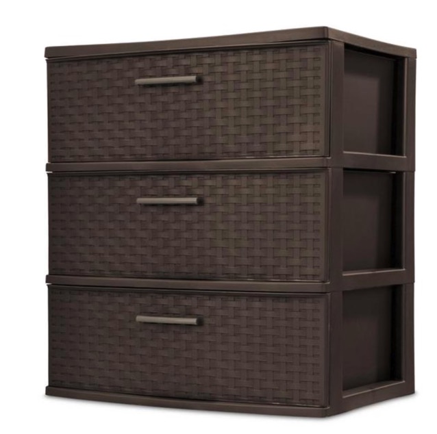 Sterilite 4-Drawer Weave Storage Tower – Espresso Brown - Measures 15.9" D x 21.9" W x 24" H
