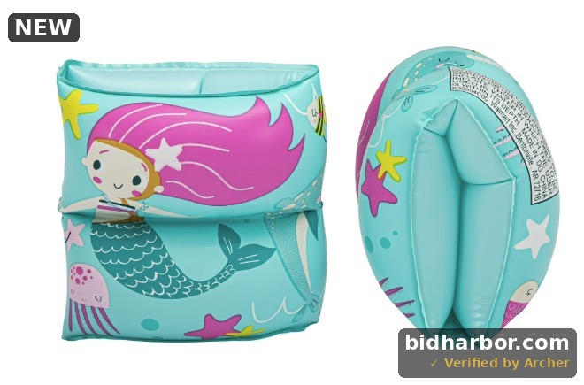 Bluescape Mermaid Inflatable Printed Kids Armbands for Swimming and Floating Ages 3 to 6 Unisex — Size [One Size]
