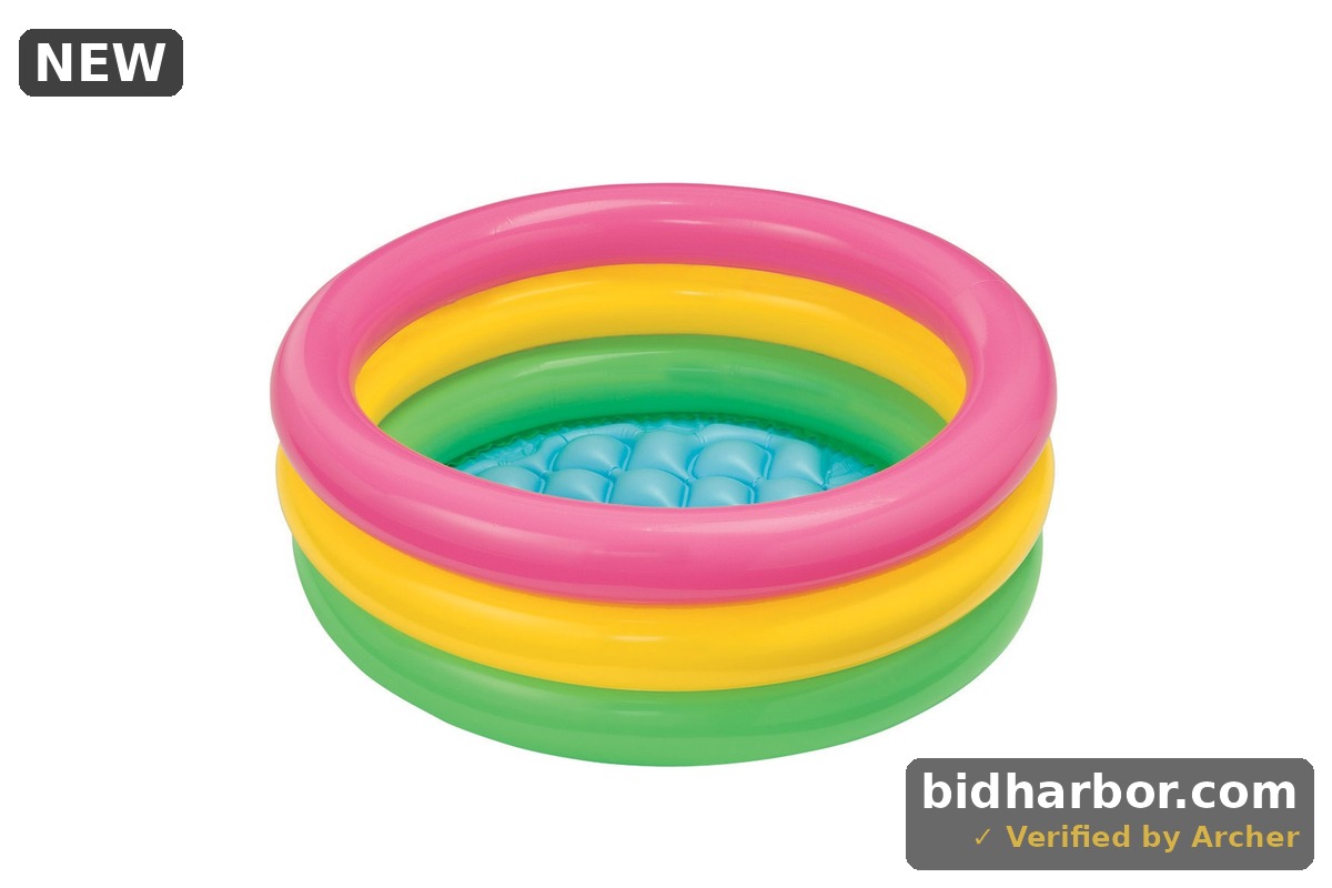 Intex: Inflatable Baby Pool - Sunset Glow - 34 X10 3 Color Rings Outdoor & Backyard Water Splash Kiddie Pool Soft & Durable Toddlers-Kids Age 1+
