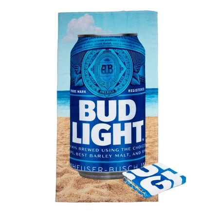 Bud Light Cotton Blend Bud Light Beer Can Graphic Print Quick Dry Beach Towel  34  X 64
