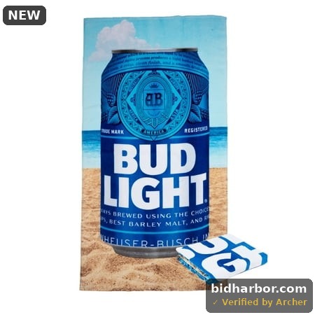 Bud Light Cotton Blend Bud Light Beer Can Graphic Print Quick Dry Beach Towel 34 X 64