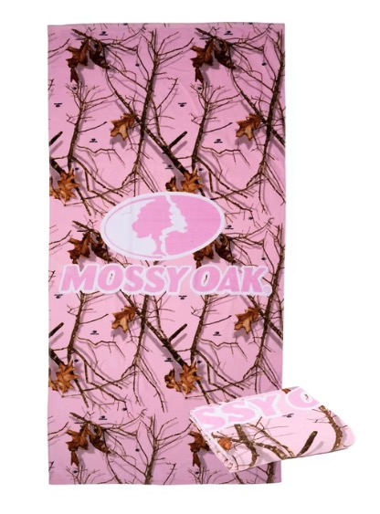 Mossy Oak Cotton Blend Pink Camo Graphic Print Quick Dry Beach Towel, 34" x 64"