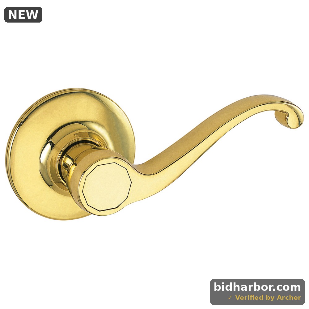 Design House Scroll Dummy Door Lever, Polished Brass, 6.375 in x 1.88 in x 2.625 in, 775338