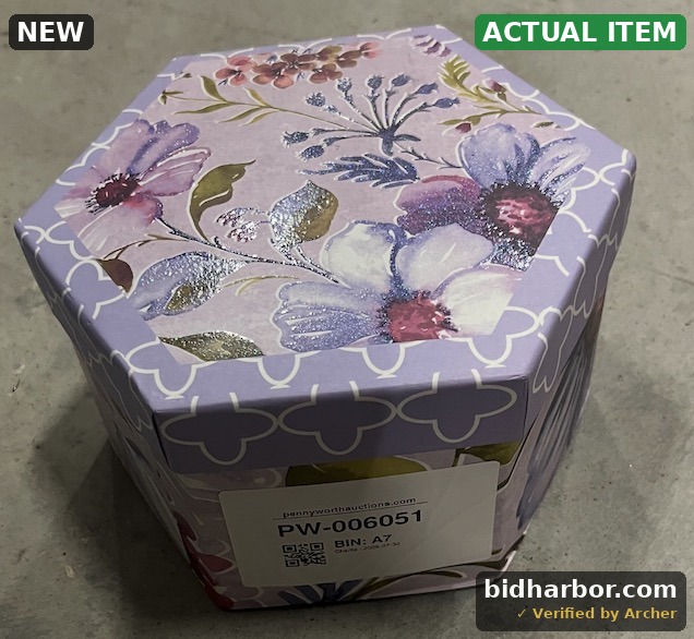 Decorative Lavender Floral Hexagonal Lidded Gift Box