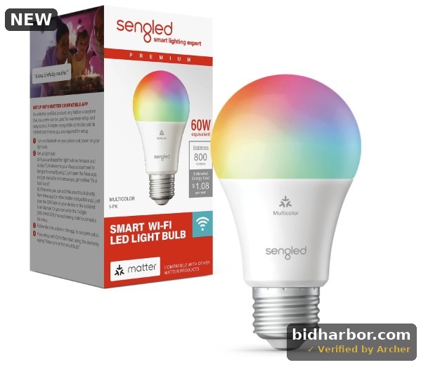 Sengled Matter A19 Multicolor LED Smart Bulb — 60W Equivalent, 800 lm