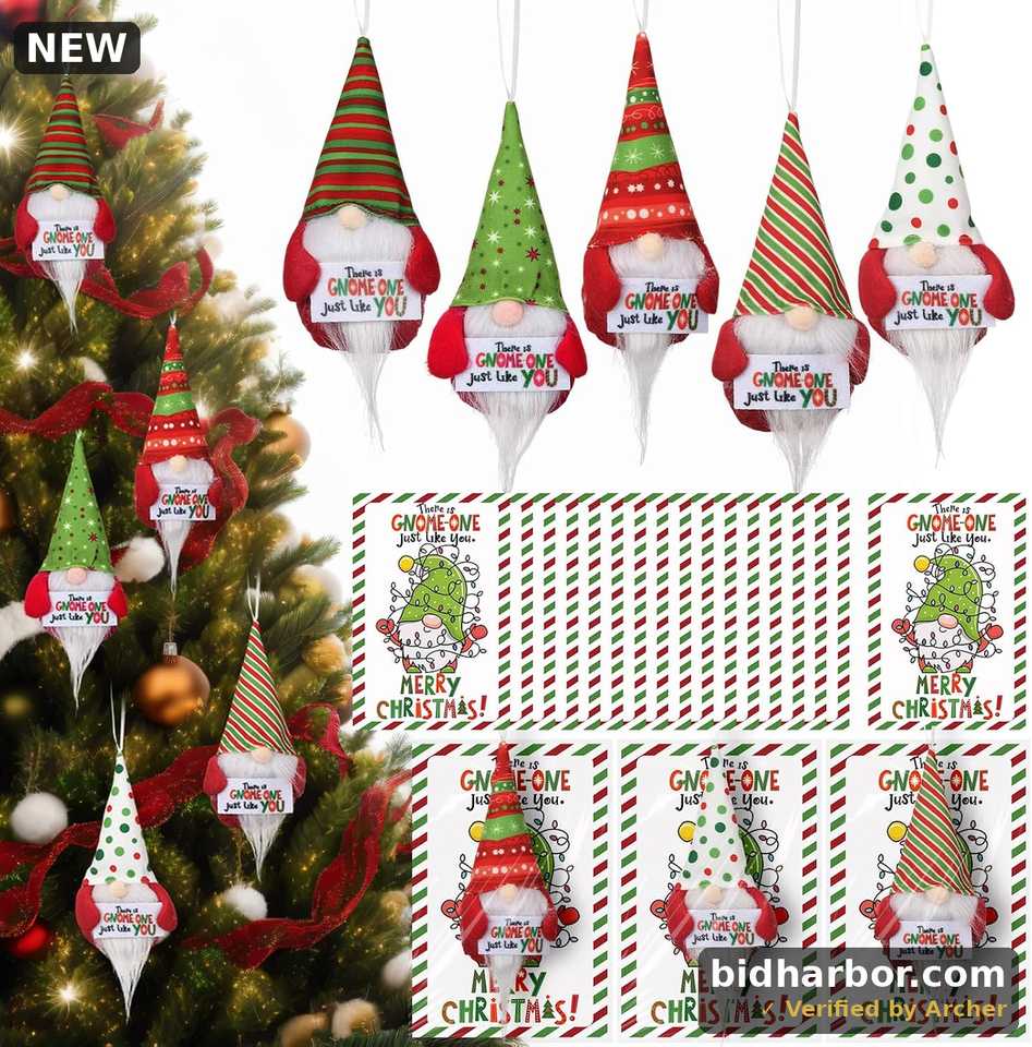 Peryiter 30 Set Christmas Hanging Gnomes Ornaments Coworker Gifts Bulk with Thank You Cards Swedish Plush Beard Doll Ornament Appreciation Gifts for Coworker Employees Staffs Xmas Tree Home Decor