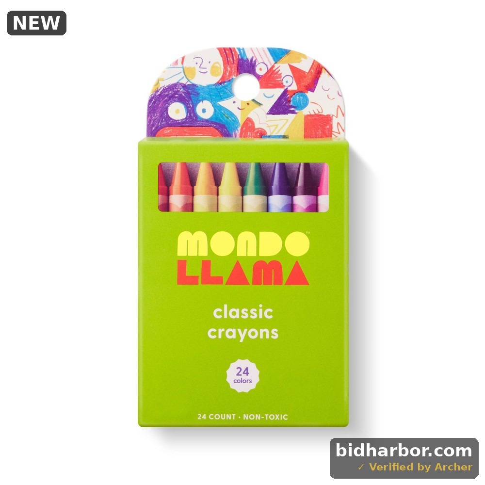 24ct Crayons Classic Colors - Mondo Llama™: School Supplies for Kids, Low-Odor, Multicolor, Ages 3+